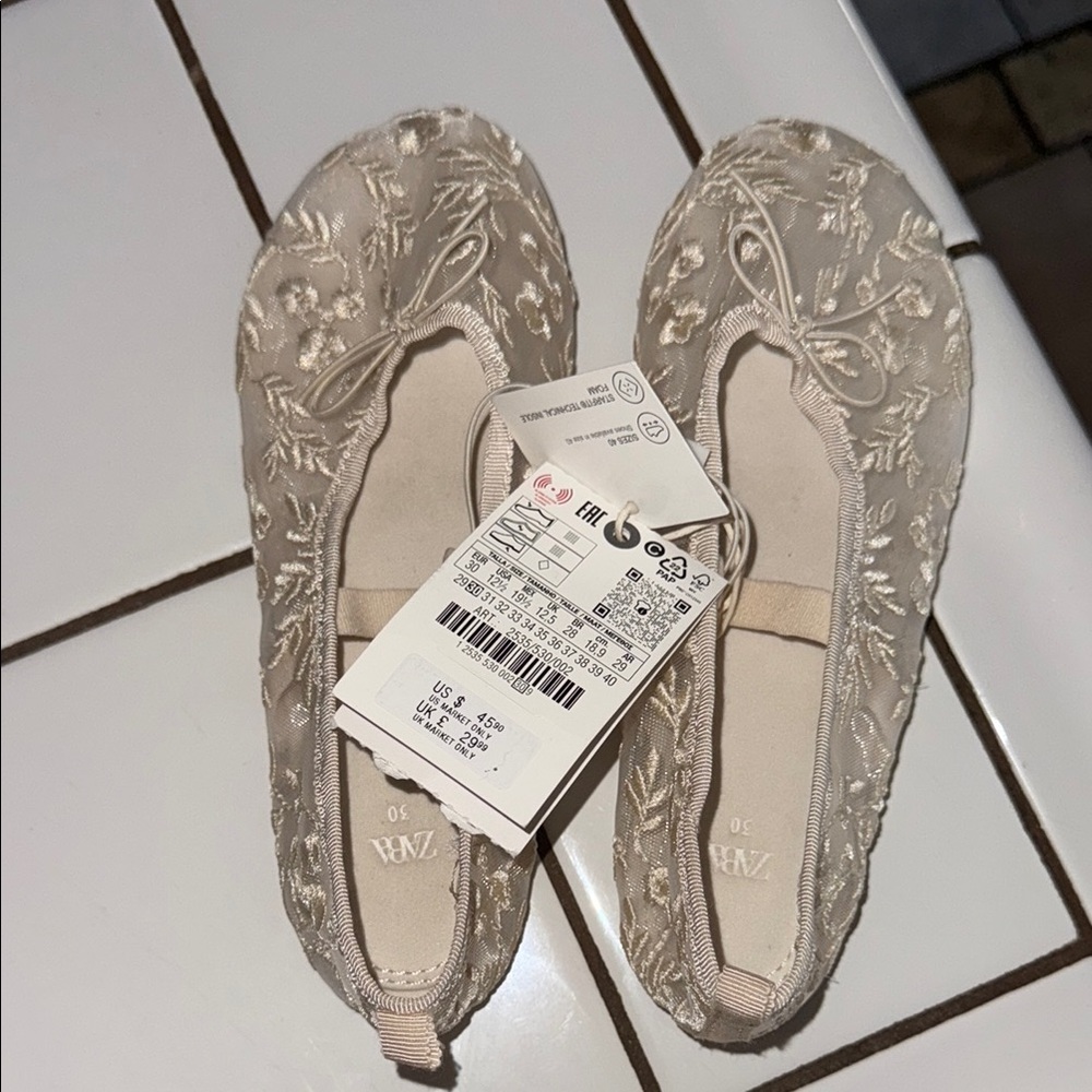 Zara Cream Flats with Soft Sole and Slip-On Design
